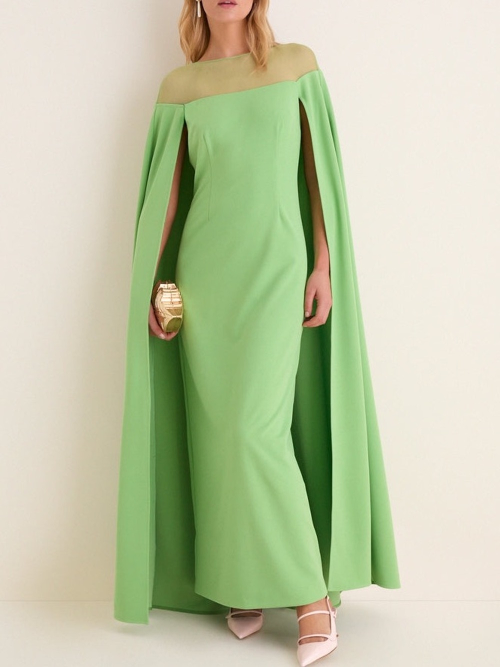 Tuckernuck Pistachio Estelle Cape Maxi Dress Size 8 - Picture 1 of 12